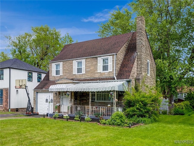 1597 Kensington Ave, Cheektowaga, NY 14215 - view of front of property featuring a front lawn, stone siding, and covered porch