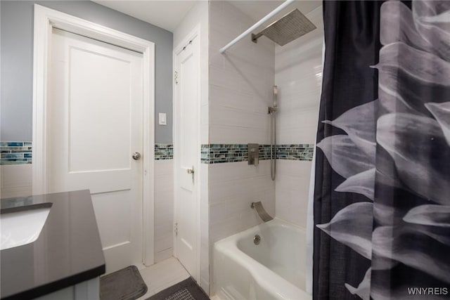 1597 Kensington Ave, Cheektowaga, NY 14215 - bathroom with shower / bath combination with curtain and vanity