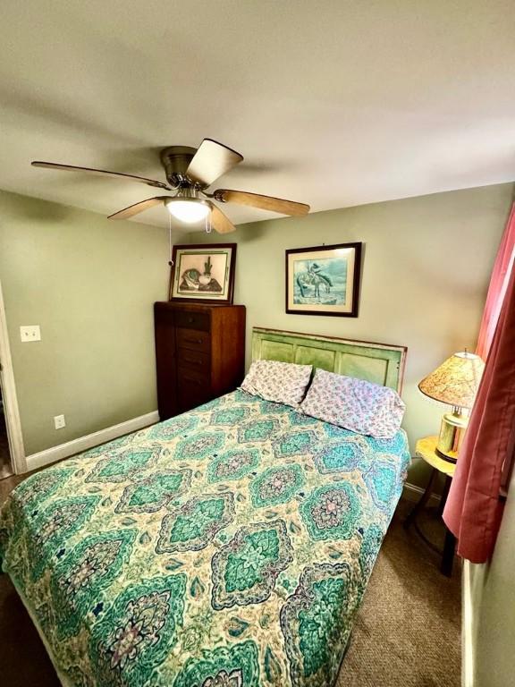 450 Stover Rd, Tyrone, NY 14815 - bedroom featuring baseboards, ceiling fan, and carpet