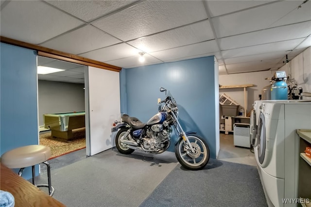 3955 Four Rod Rd Unit S, Marilla, NY 14052 - workout room with washing machine and dryer and a paneled ceiling