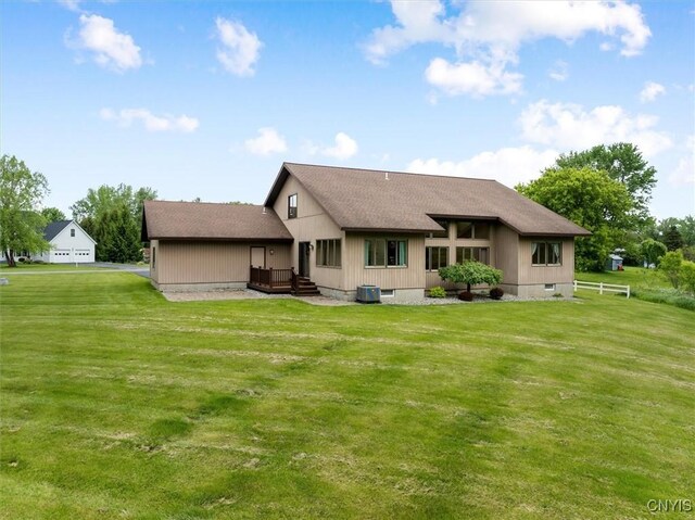5 Byron Ln, Kirkland, NY 13323 - rear view of property with a yard, a deck, and a shingled roof