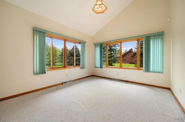 5 Byron Ln, Kirkland, NY 13323 - empty room featuring carpet, baseboards, and high vaulted ceiling