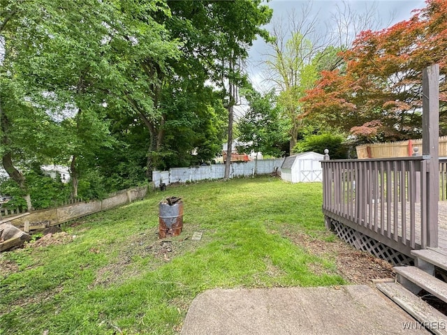 7 High St, Lyons, NY 14489 - view of yard featuring a wooden deck