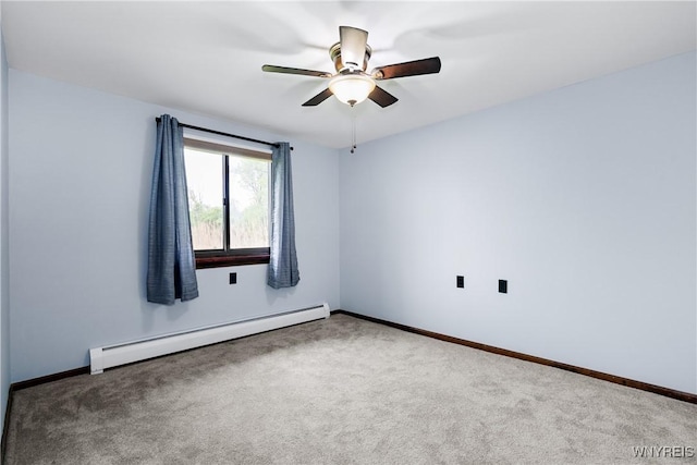 3898 Ridge Lea Rd Unit B, Amherst, NY 14228 - unfurnished room featuring baseboard heating, ceiling fan, carpet flooring, and baseboards