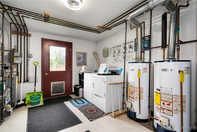 3898 Ridge Lea Rd Unit B, Amherst, NY 14228 - washroom with washer and dryer, water heater, and light floors