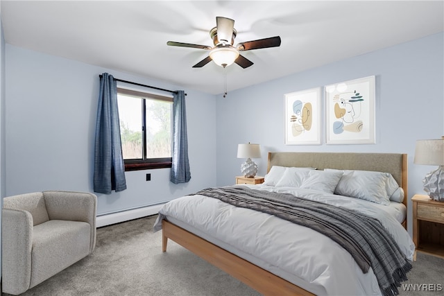 3898 Ridge Lea Rd Unit B, Amherst, NY 14228 - bedroom featuring baseboard heating, a ceiling fan, and carpet