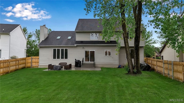 110 Hunt Club Cir, Amherst, NY 14051 - rear view of property with entry steps, a patio, and a chimney