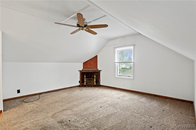234 Clark St, Tonawanda-Town, NY 14223 - bonus room featuring carpet floors, vaulted ceiling, a ceiling fan, and baseboards