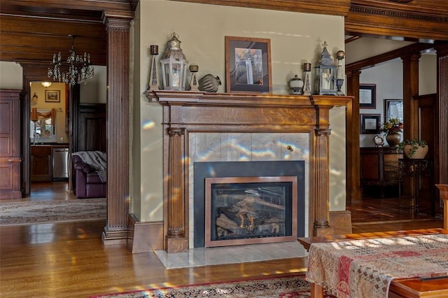 44 Riverside Dr, Binghamton-City, NY 13905 - living room with wood finished floors and a tiled fireplace