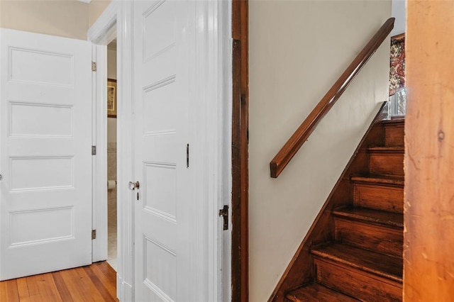 44 Riverside Dr, Binghamton-City, NY 13905 - stairway featuring wood finished floors