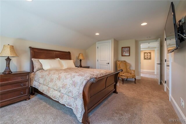 8785 Main St, Clarence, NY 14221 - bedroom with carpet flooring, recessed lighting, lofted ceiling, and baseboards