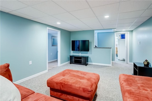 272 Shaftsbury Rd, Brighton, NY 14610 - carpeted living area with a drop ceiling, baseboards, and recessed lighting