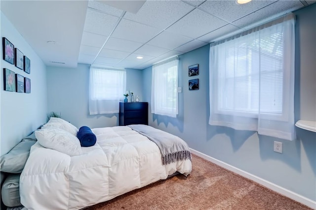 272 Shaftsbury Rd, Brighton, NY 14610 - bedroom with a paneled ceiling, carpet flooring, and baseboards