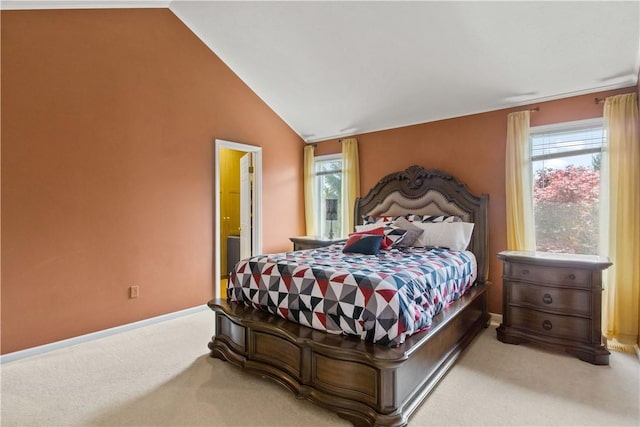 23 Sunberry Dr, Perinton, NY 14526 - carpeted bedroom featuring multiple windows, vaulted ceiling, and baseboards