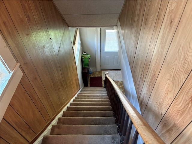115 12th St, Dix, NY 14891 - staircase featuring wooden walls