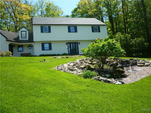 3899 Sweet Rd, Pompey, NY 13078 - back of house featuring a lawn and french doors
