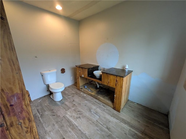 1077 Looker Mtn, Otto Twp, PA 16745 - bathroom with wood finished floors, toilet, and recessed lighting