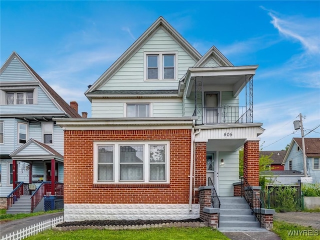 405 W Ferry St, Buffalo, NY 14213 - view of front of property with a balcony and brick siding