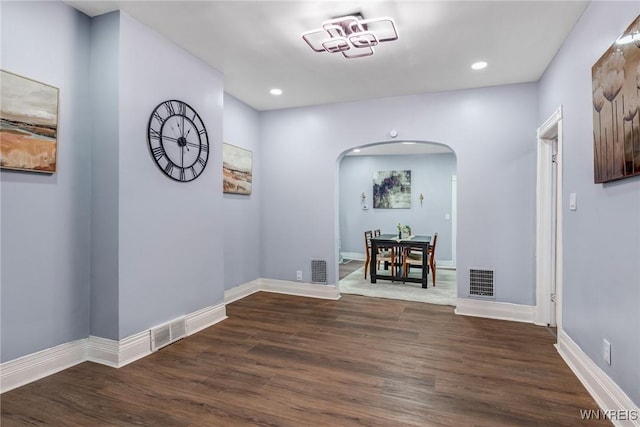 405 W Ferry St, Buffalo, NY 14213 - corridor featuring arched walkways, dark wood finished floors, recessed lighting, and baseboards