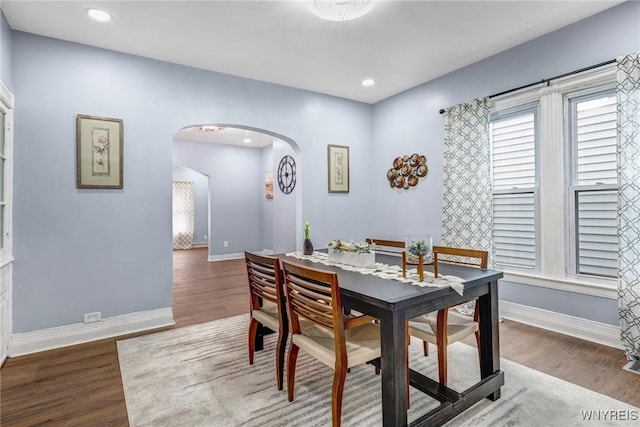 405 W Ferry St, Buffalo, NY 14213 - dining area featuring arched walkways, wood finished floors, baseboards, and recessed lighting