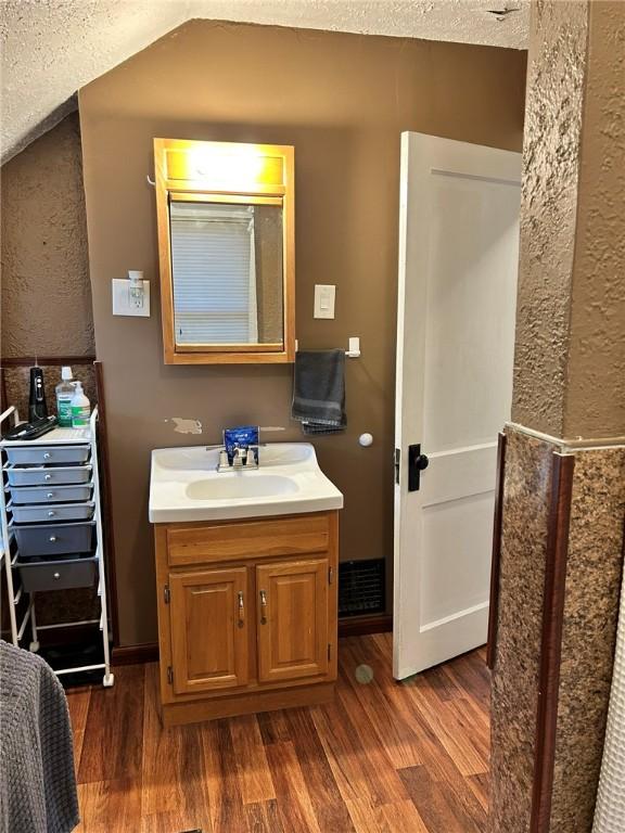 2287 State Route 352, Big Flats, NY 14903 - bathroom with wood finished floors, vanity, and a textured wall