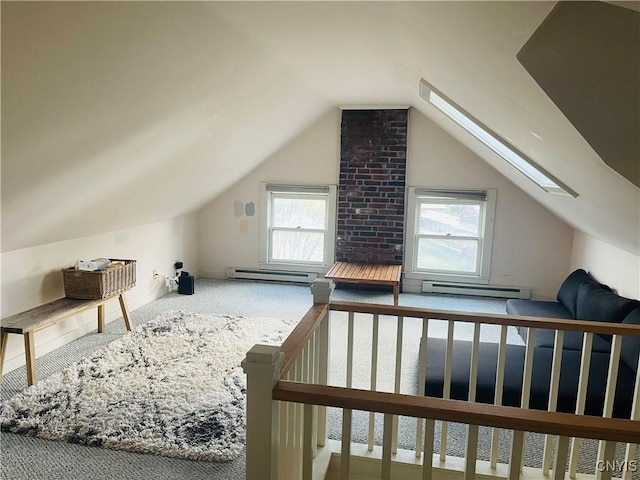 626 Roberts Ave, Syracuse, NY 13207 - bonus room with a baseboard radiator, lofted ceiling, carpet, and a skylight