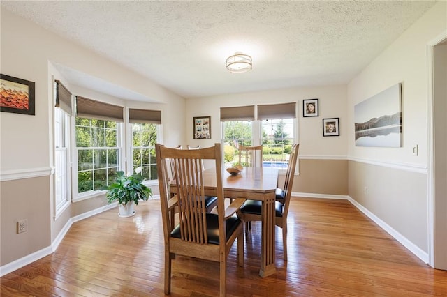 56 Edenfield Rd, Penfield, NY 14526 - dining room featuring a textured ceiling, hardwood / wood-style floors, and baseboards
