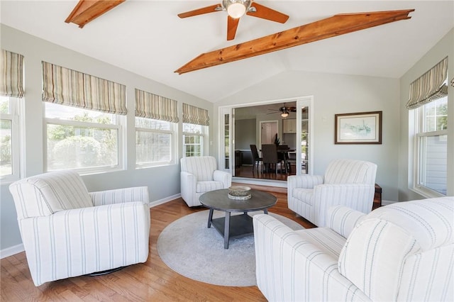 56 Edenfield Rd, Penfield, NY 14526 - living room featuring ceiling fan, light wood finished floors, and baseboards