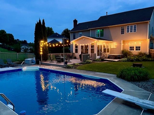 56 Edenfield Rd, Penfield, NY 14526 - view of pool featuring a patio area and a diving board