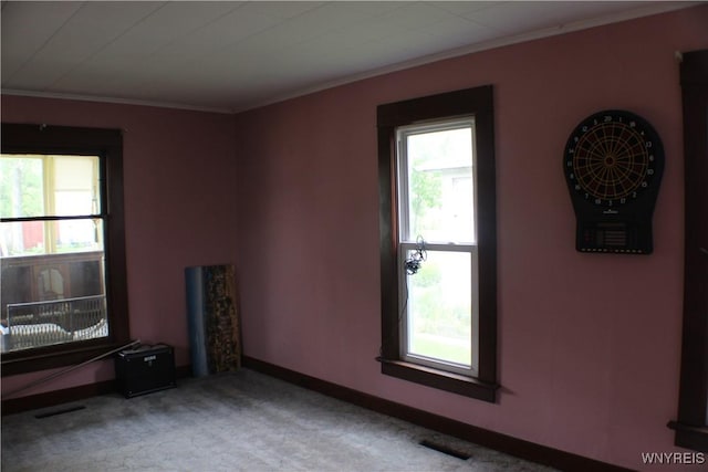 116 Merden St, Salamanca-City, NY 14779 - carpeted spare room with crown molding and baseboards