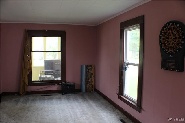 116 Merden St, Salamanca-City, NY 14779 - carpeted empty room with healthy amount of natural light, ornamental molding, and baseboards
