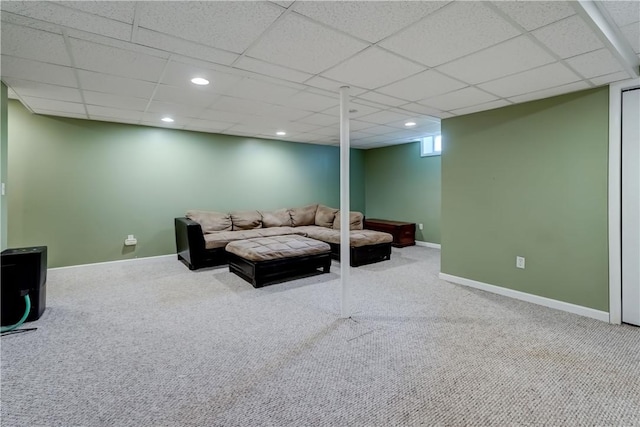 16 Canterbury Trl, Penfield, NY 14450 - living area featuring carpet, baseboards, recessed lighting, and a paneled ceiling