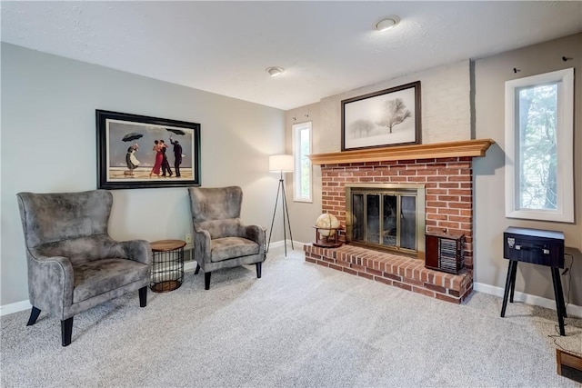16 Canterbury Trl, Penfield, NY 14450 - sitting room featuring carpet floors and a brick fireplace
