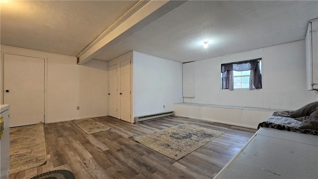 11 Cherry Cir, Erwin, NY 14870 - below grade area featuring baseboard heating, wood finished floors, and a textured ceiling