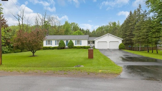 3343 Cory Hill Rd, Marion, NY 14505 - ranch-style home featuring a garage, driveway, and a front lawn