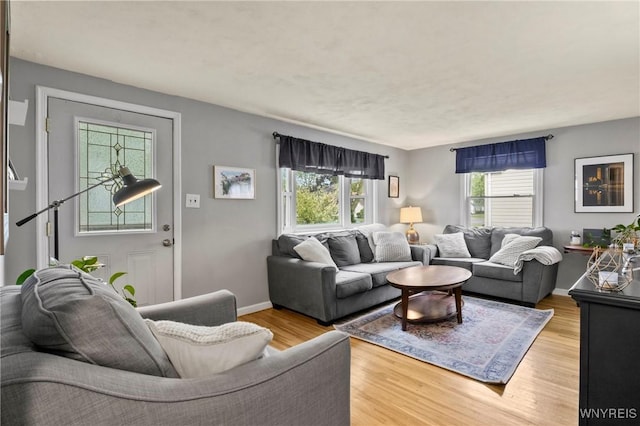 1587 Parker Blvd, Tonawanda-Town, NY 14150 - living room featuring healthy amount of natural light, wood finished floors, and baseboards