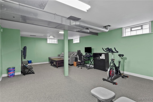 1587 Parker Blvd, Tonawanda-Town, NY 14150 - workout room featuring healthy amount of natural light, baseboards, and carpet flooring