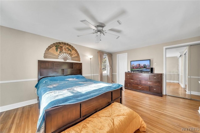 8918 Hurlburt Ln, Clarence, NY 14031 - bedroom with light wood-style floors, baseboards, and a ceiling fan