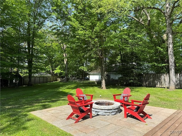 22 Hamilton St, Hamilton, NY 13346 - view of yard with an outdoor fire pit and a patio