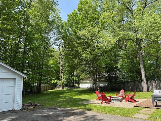 22 Hamilton St, Hamilton, NY 13346 - view of yard featuring an outdoor fire pit and a wooden deck