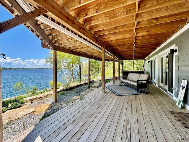 2 Perch Bay Rd, Morristown, NY 13669 - wooden deck featuring a water view and french doors