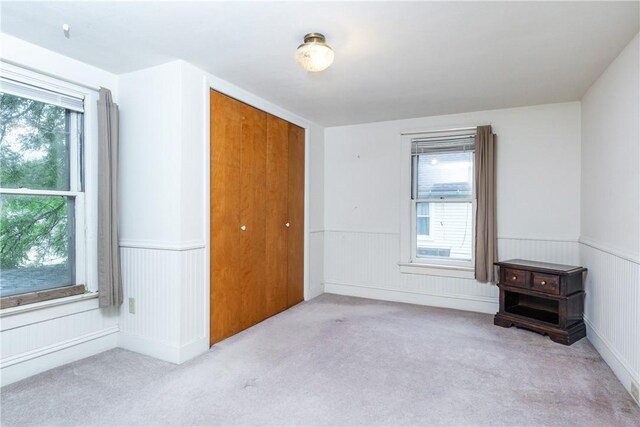 376 Imperial Ave, Erwin, NY 14870 - unfurnished bedroom featuring carpet flooring, wainscoting, and a closet