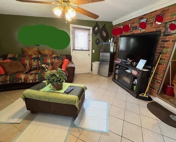 106 Rexford St, Rochester, NY 14621 - living area with a ceiling fan and tile patterned flooring