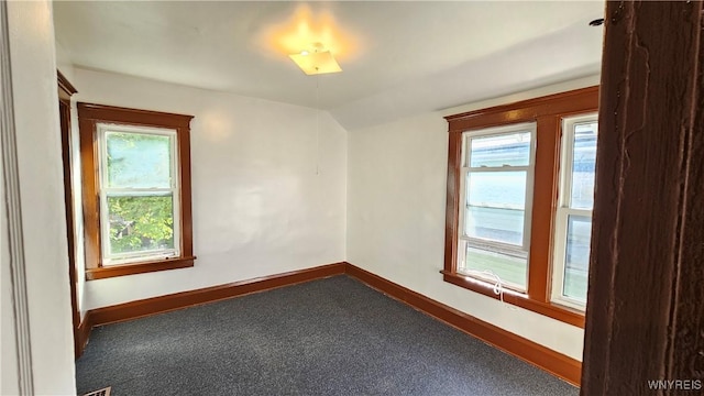 341 Dartmouth Ave, Buffalo, NY 14215 - empty room with baseboards, carpet flooring, and lofted ceiling