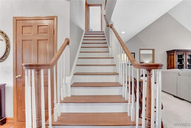 23 Gatehouse Ln, Amherst, NY 14051 - stairway with recessed lighting and lofted ceiling