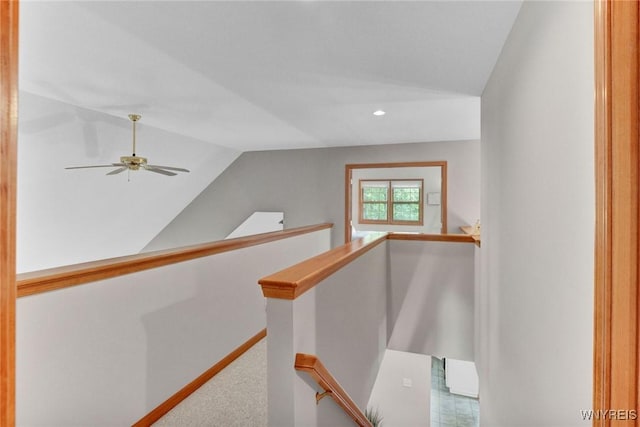 23 Gatehouse Ln, Amherst, NY 14051 - hall with vaulted ceiling, an upstairs landing, recessed lighting, carpet, and baseboards