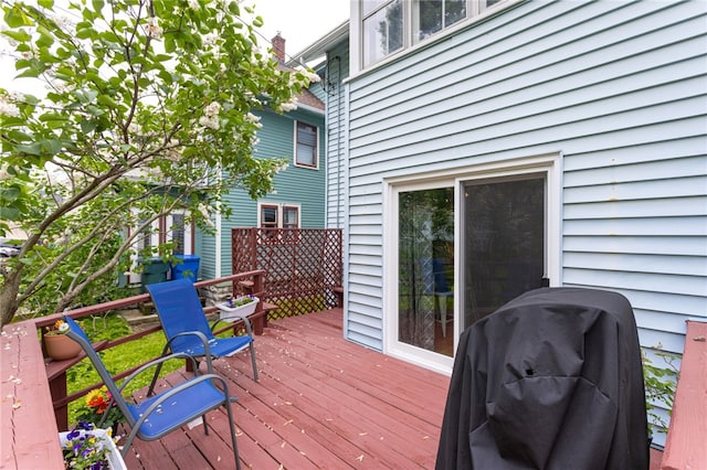 43 Woodland Park, Rochester, NY 14610 - wooden deck with area for grilling