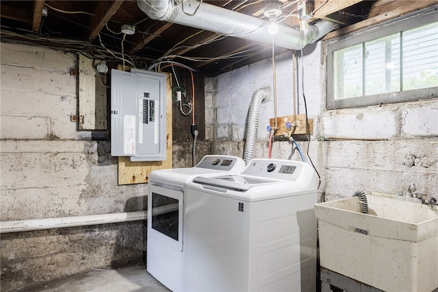43 Woodland Park, Rochester, NY 14610 - laundry area featuring electric panel and washer and dryer