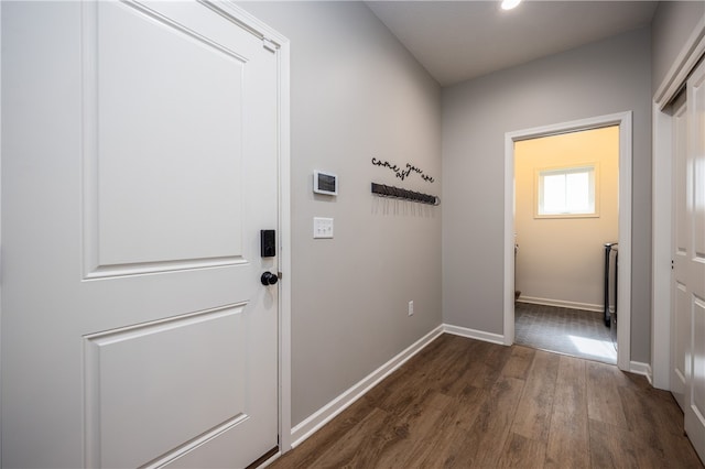 8 Colten Ct, Penfield, NY 14580 - entryway with dark wood-type flooring, baseboards, and recessed lighting