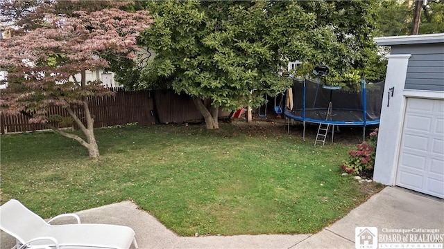 526 Central Ave, Dunkirk-City, NY 14048 - view of yard with a trampoline and a garage